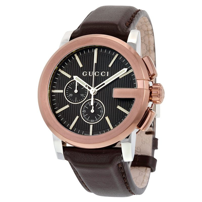 G Chrono XL Black Dial Brown Leather Mens Watch YA101202