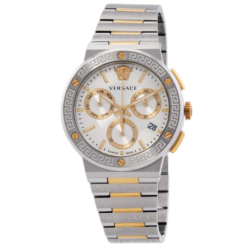 Greca Logo Chronograph Quartz Silver Dial Mens Watch VEZ900321