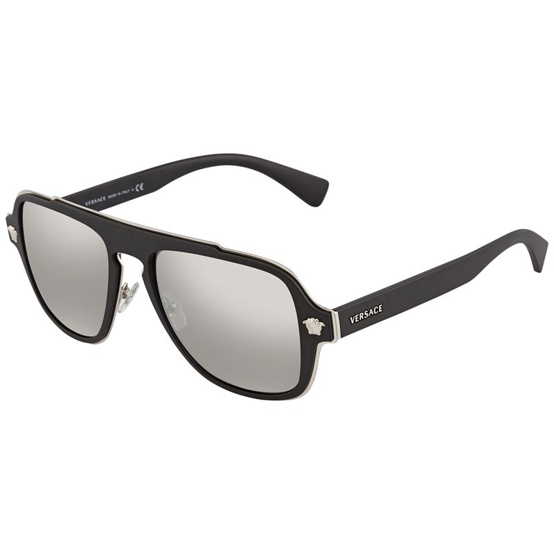 LIght Grey Silver Mirror Navigator Unisex Sunglasses VE2199 10006G 56_Grey