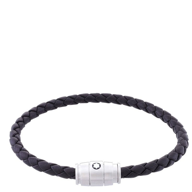 Montblanc Black Woven Leather Bracelet