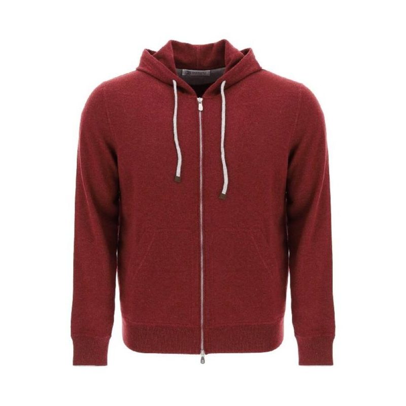 Brunello Cucinelli Red Wool Zip Hoodie