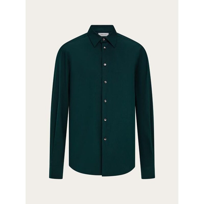 Dark Green Cotton Shirt_Green