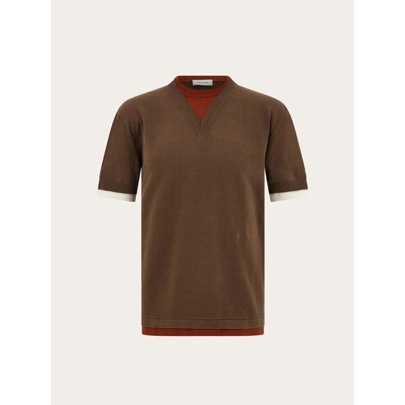 Brown Short Sleeve Sweater_Brown