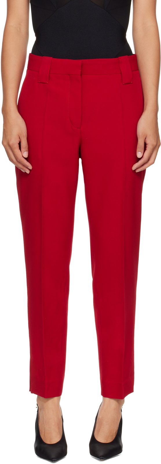 Red Grain de Poudre Wool Trousers 262404F087001