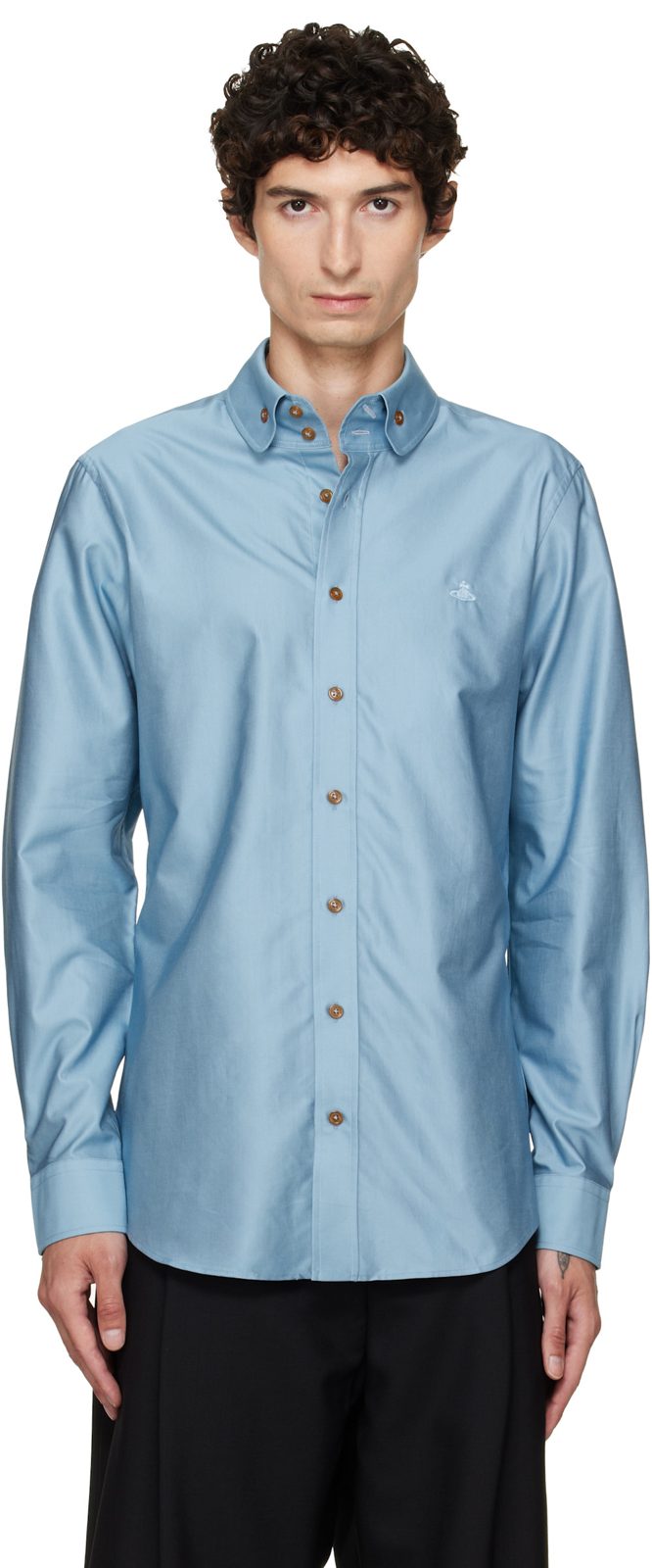 Blue Two Button Krall Shirt 262314M192008