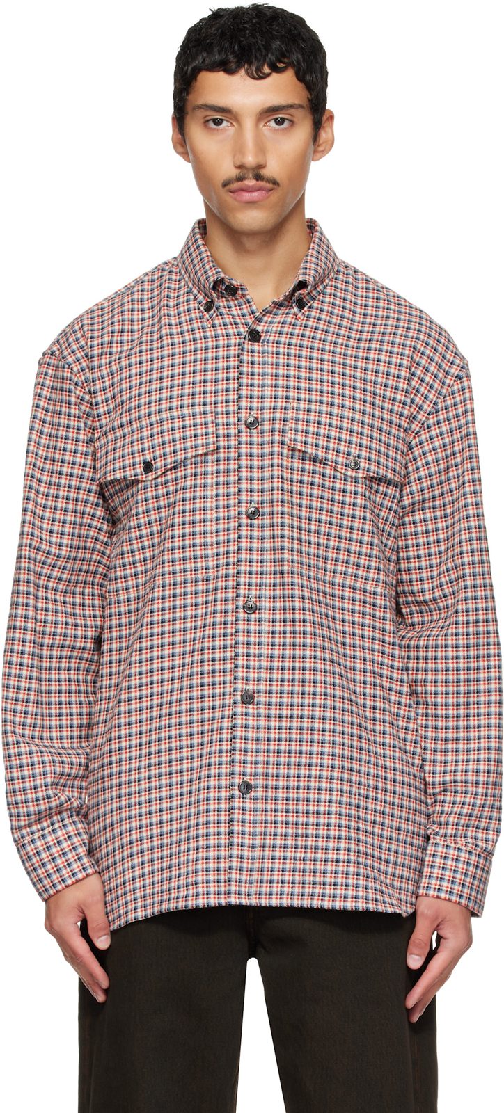 Red Loose Flannel Shirt 262358M192041