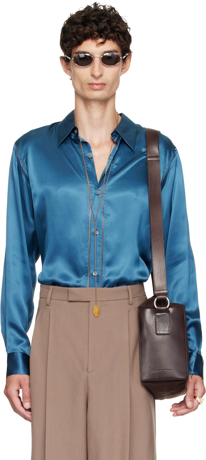 Blue Silk Shirt 262358M192088