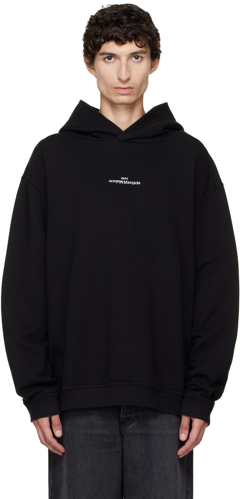 Black Reversed Logo Hoodie 262168M202006