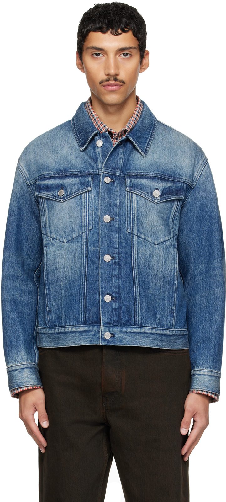 Blue Faded Denim Jacket 262358M177004