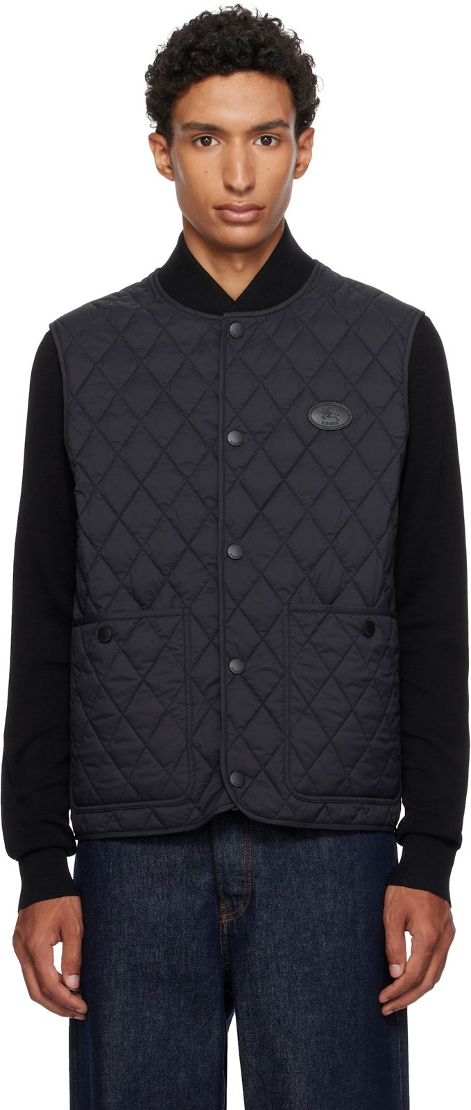 Black Quilted Nylon Vest 262376M185000