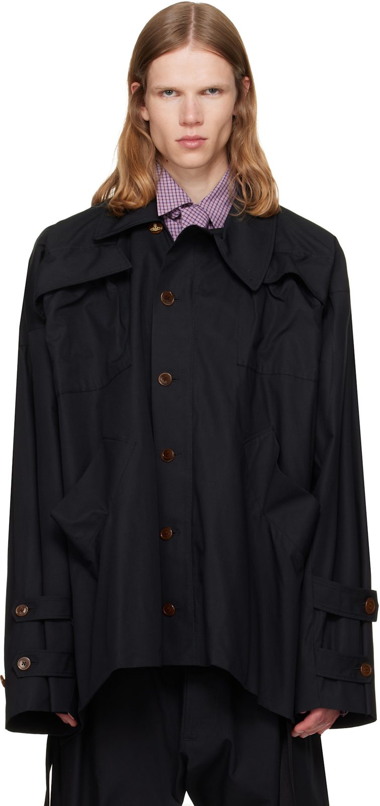 Black Asymmetric Over Jacket 262314M176000