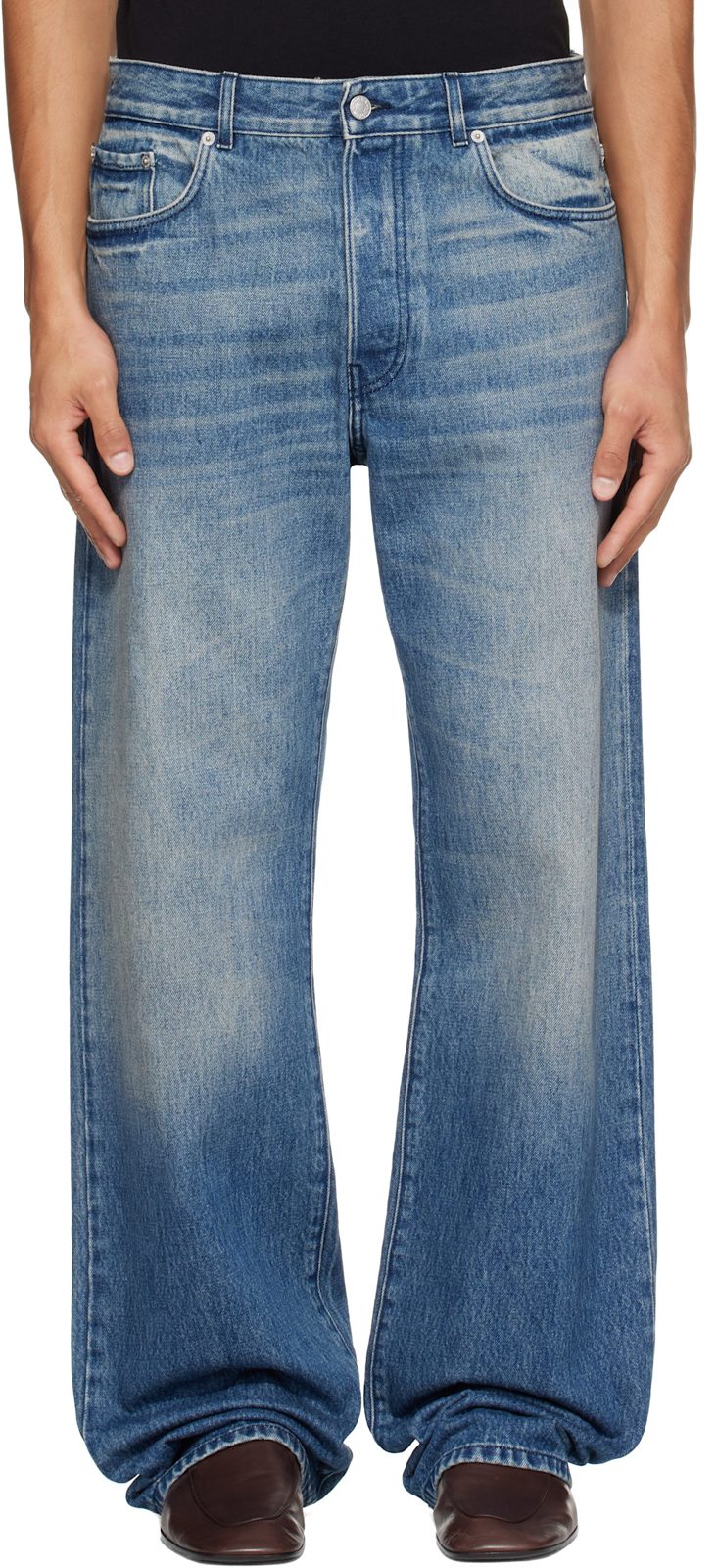 Blue Loose Denim Jeans 262358M186006