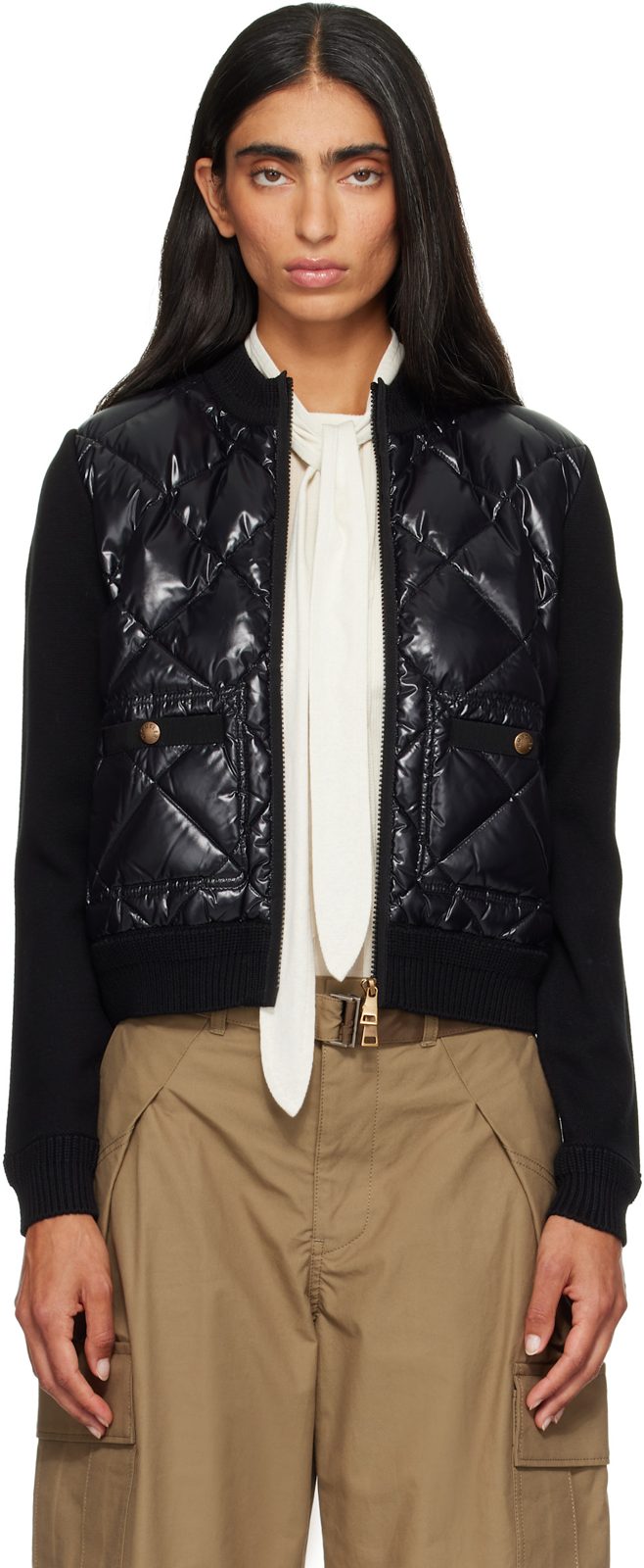 Black Cotton Padded Down Jacket 262111F095000
