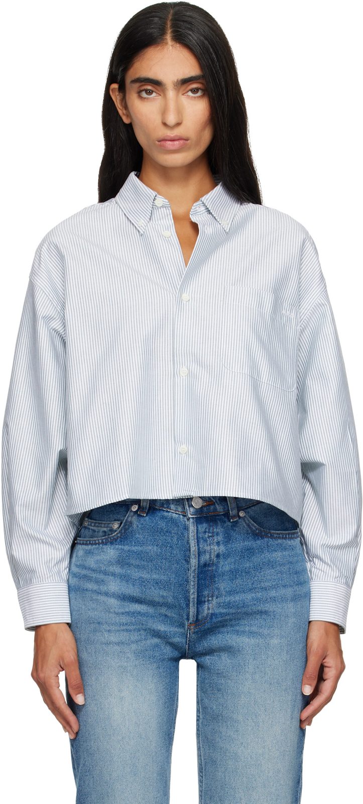 Khaki & White Sophia Button Down Shirt 262252F109007