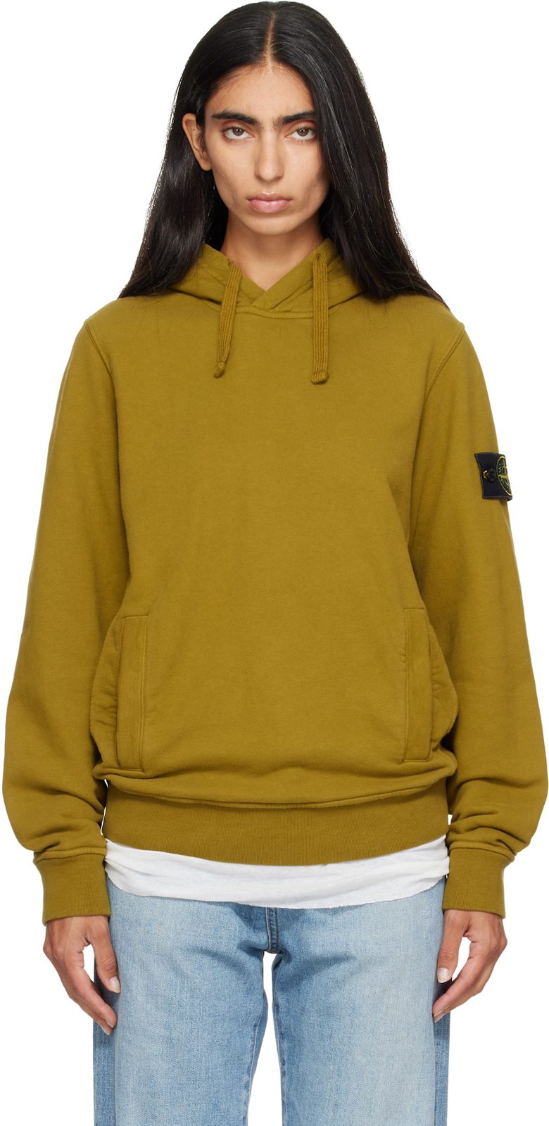 Khaki 6100048 Brushed Organic Cotton Fleece Hoodie 262828F097002