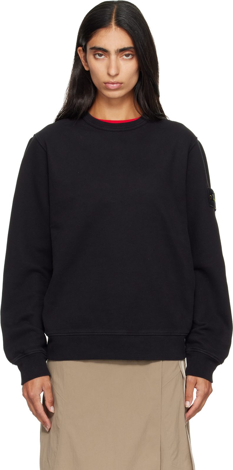 Black 6100049 Brushed Organic Cotton Fleece Sweatshirt 262828F098002