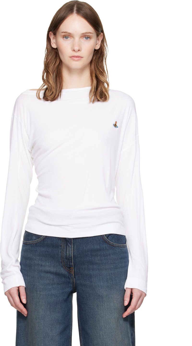 White Long Sleeve Hebo T-shirt 262314F110000