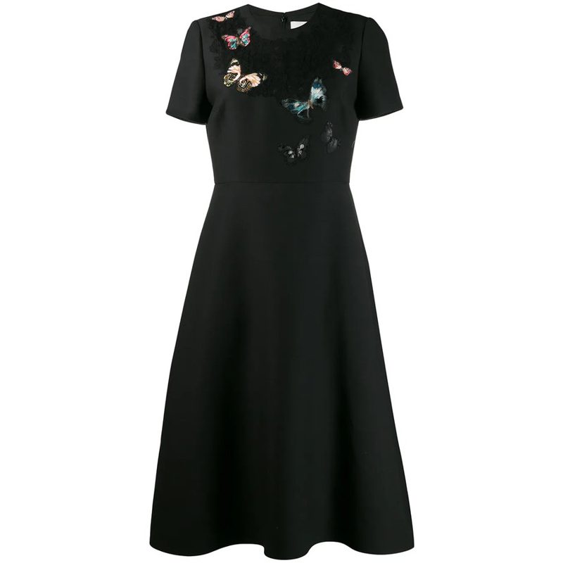 Garavani Garavani Embroidered Crepe Couture Dress_Black
