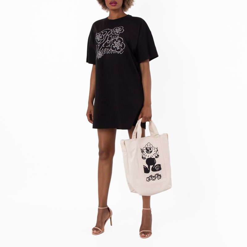 Constellation Embroidered T-Shirt Dress_Black