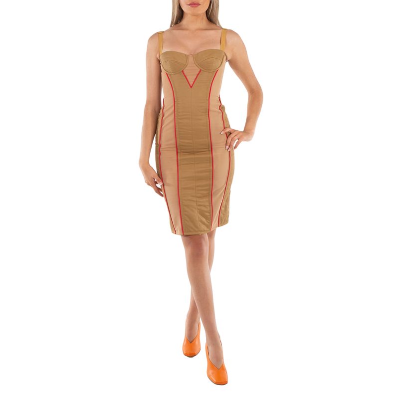 Ladies Camel Alanis Corset Mini Dress_Camel