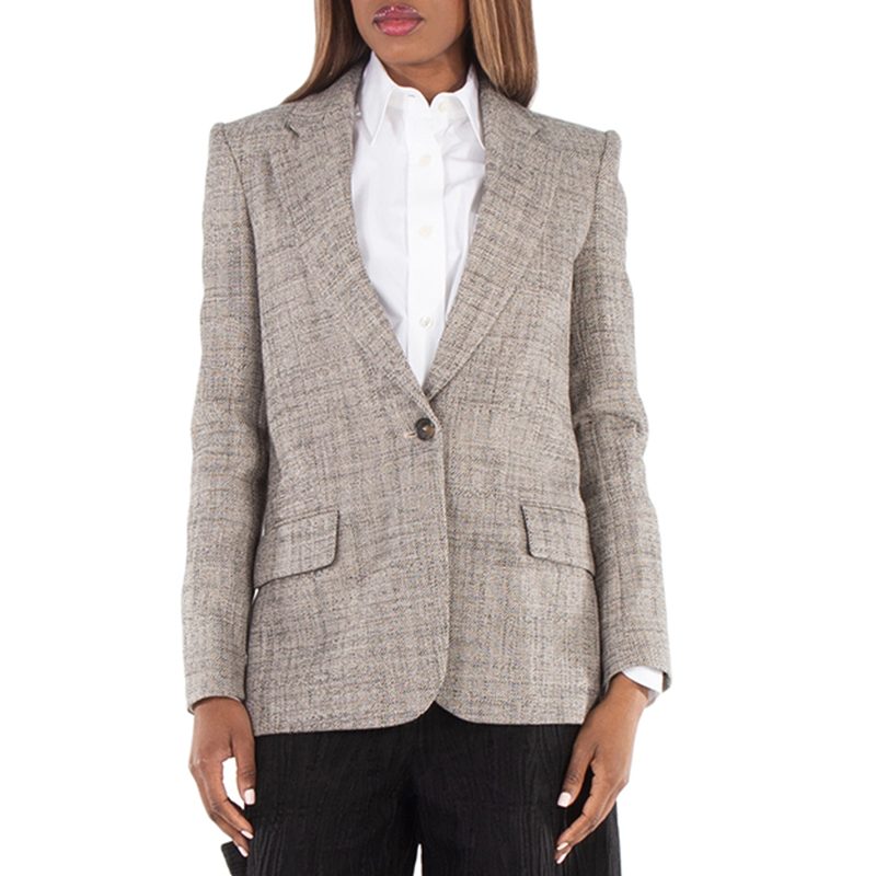 Ladies Beige Single-Breasted Wide Blazer_Beige