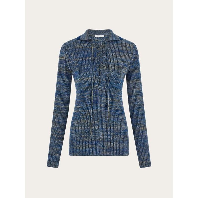Blue Ribbed Knit Shirt_Blue
