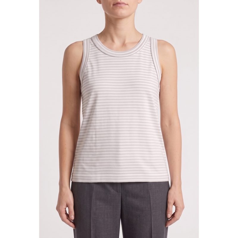 Brunello Cucinelli Womens Light Grey Striped Tank Top_Grey