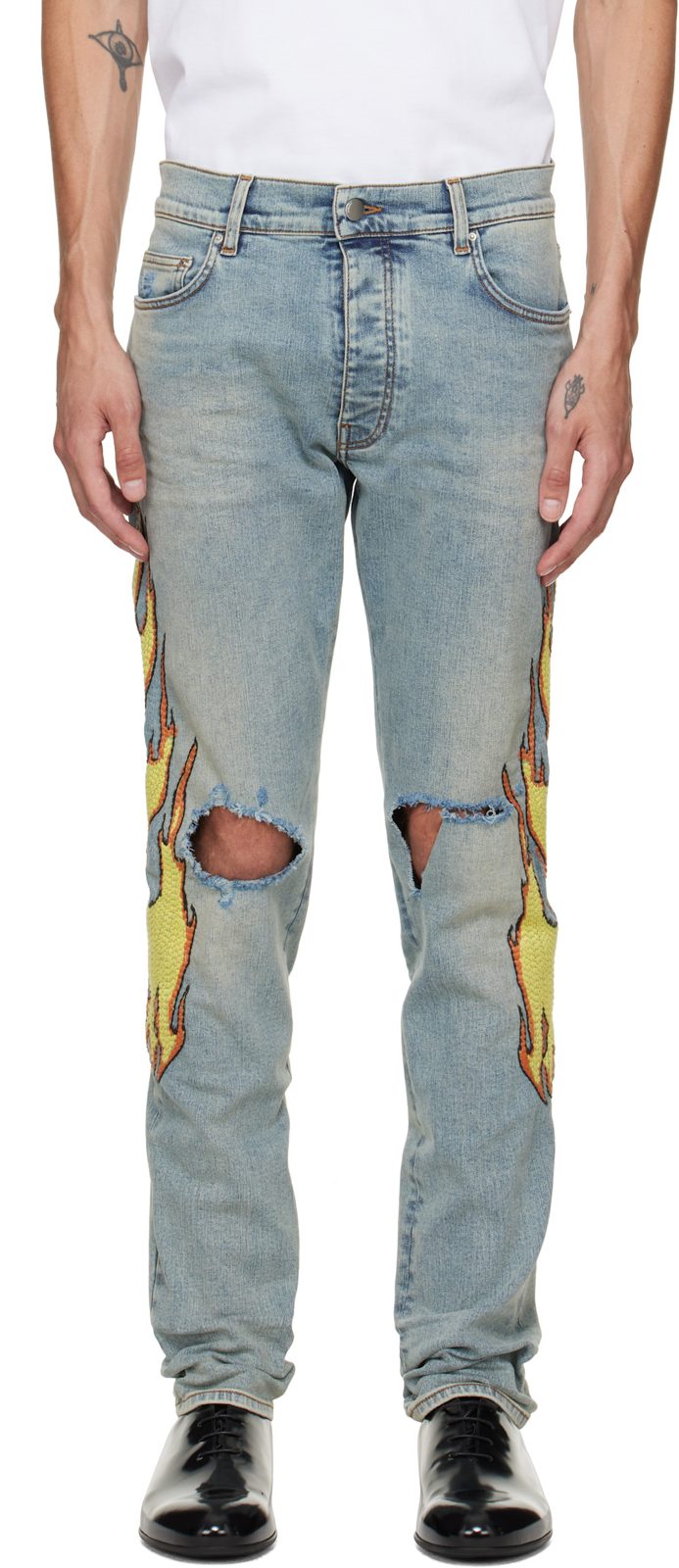 Blue Flames Emb Skinny Jeans 262886M186015