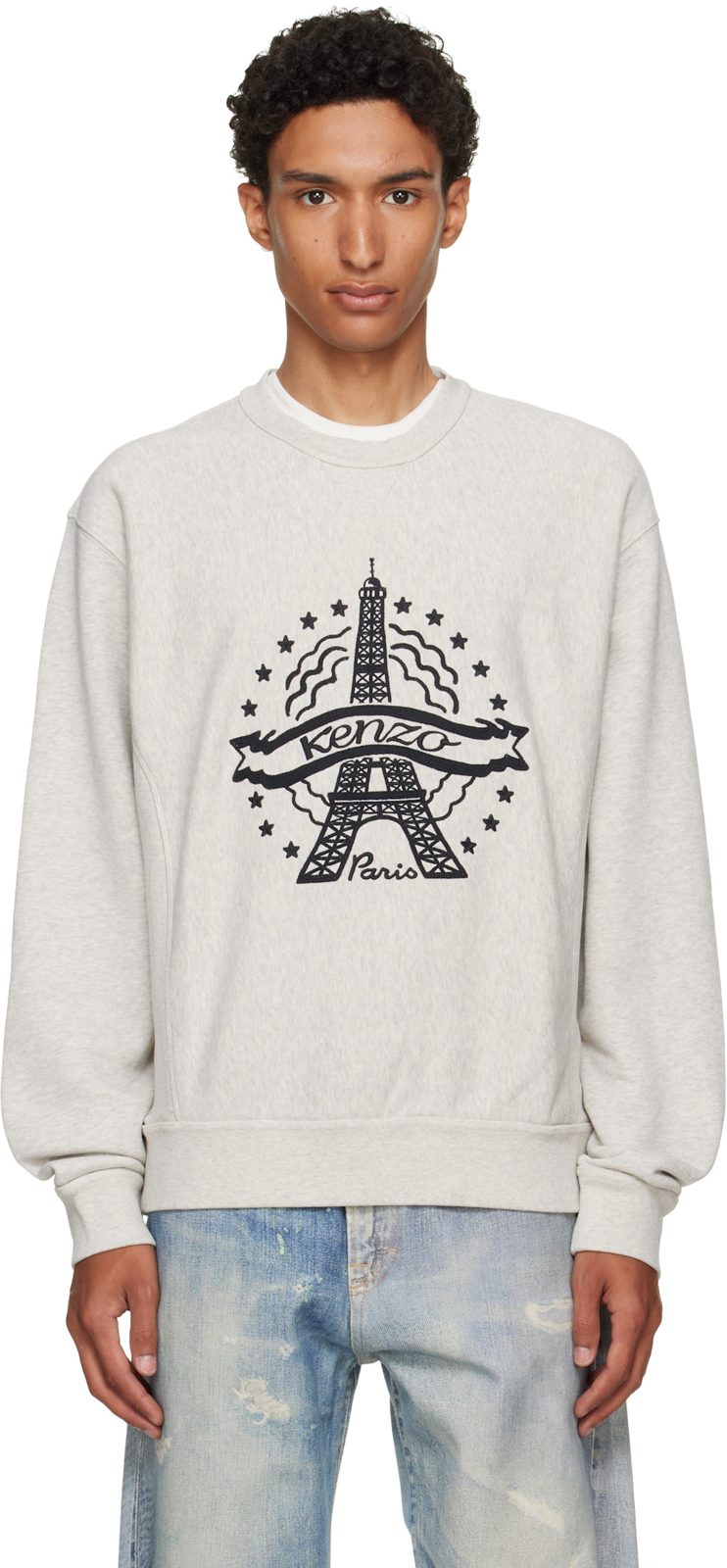 Gray [겐조] Paris Eiffel Tower Design Cotton Sweatshirt 262387M204003