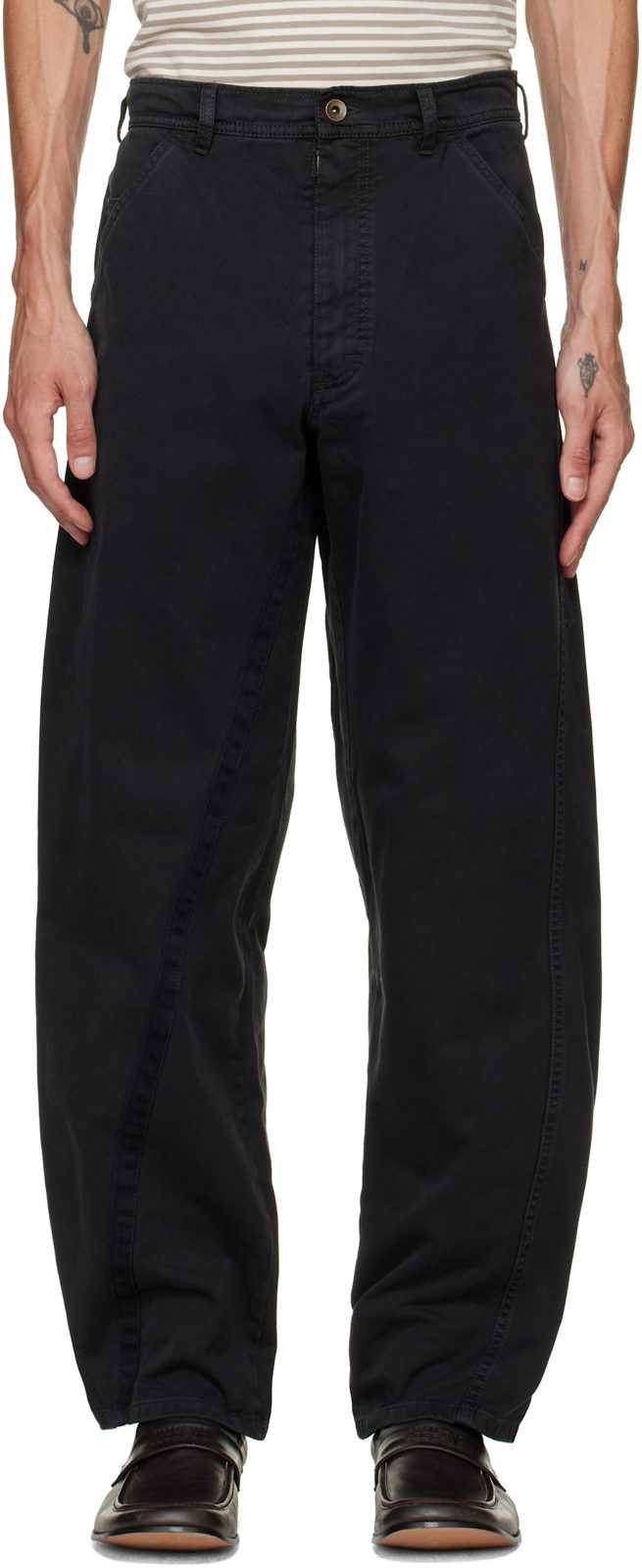 Black Cotton Trousers 262168M191004
