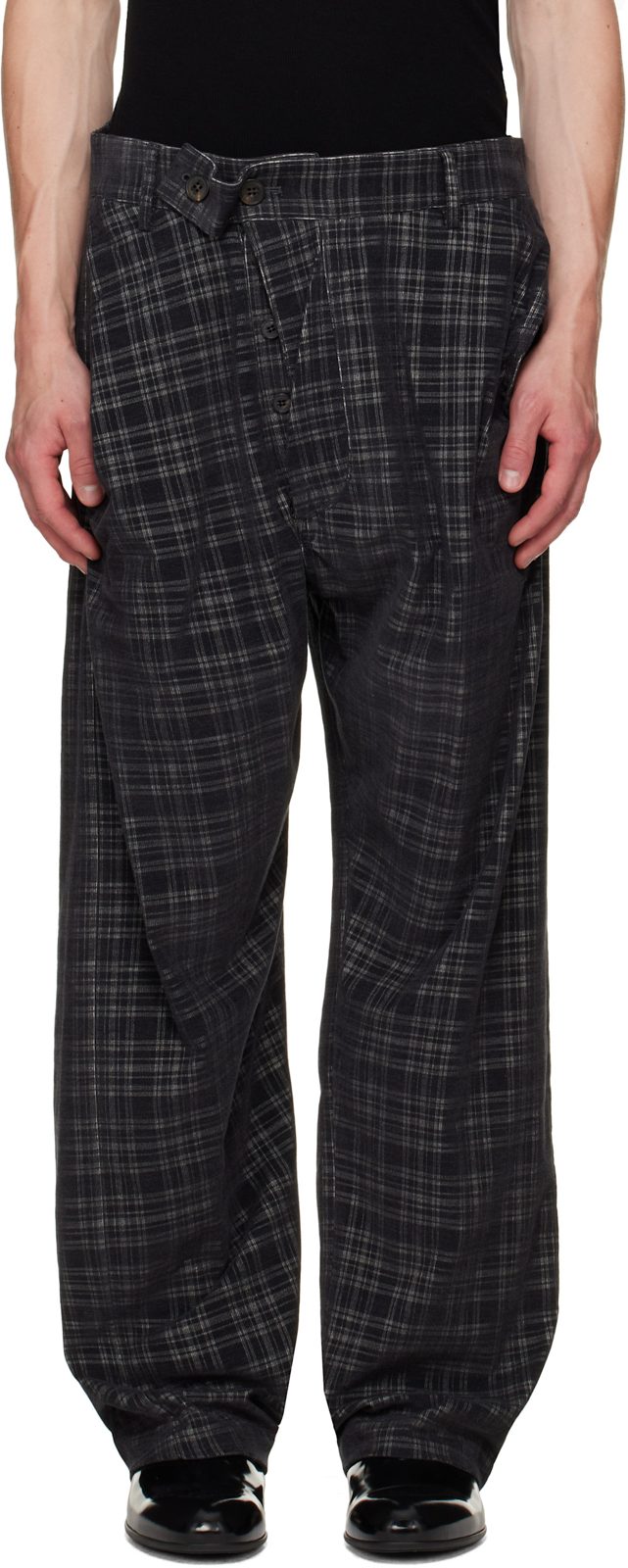 Gray Straight Drunken Trousers 262314M191002