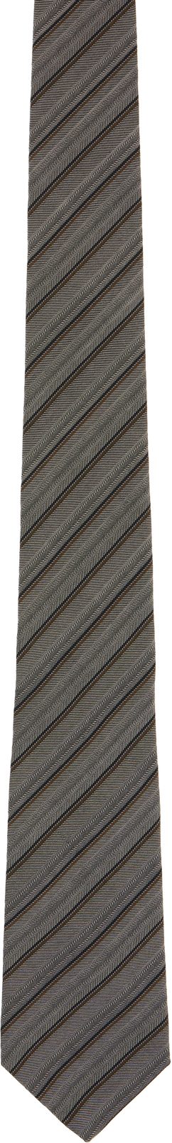 Paul Smith Gray Diagonal Stripe Tie 262260M158009
