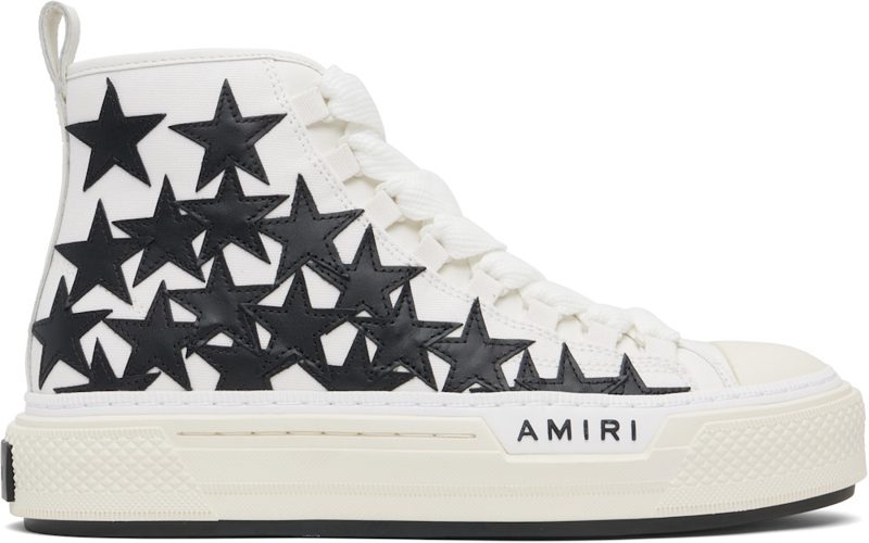 White & Black Stars Court Hi Sneakers 262886M236003