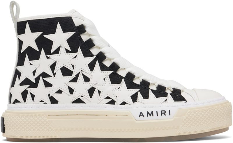 Black & White Stars Court Hi Sneakers 262886M236004