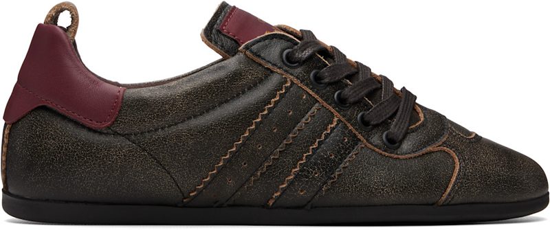 Brown & Burgundy Drunken Sneakers 262314M237000