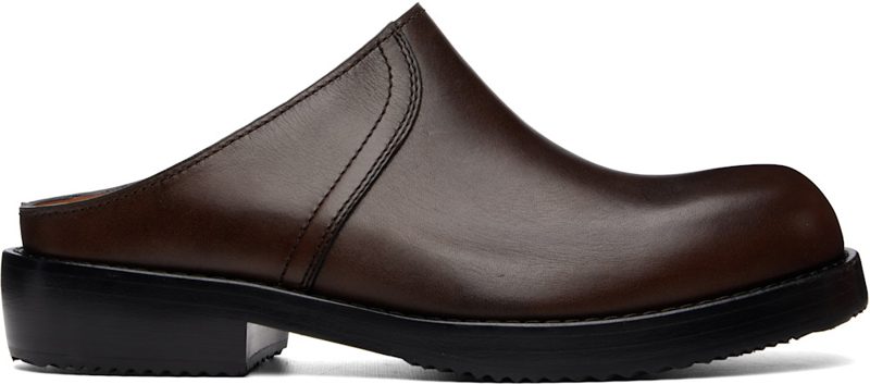Brown Leather Clog Loafers 262358M231003