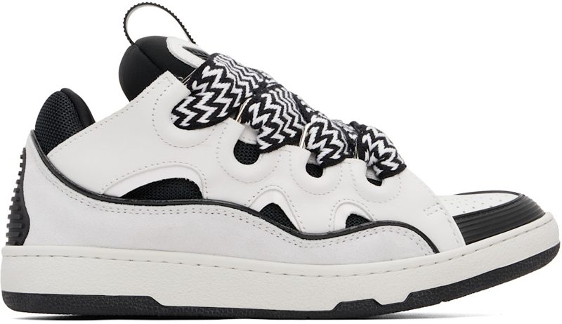White & Black Curb Sneakers 262254M237075