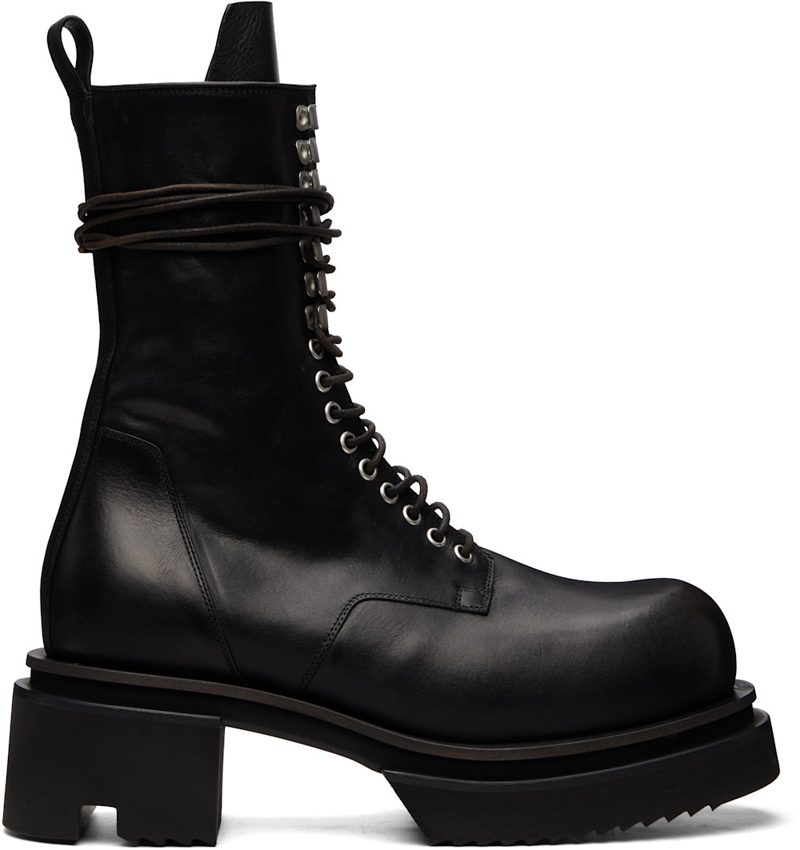 Black Tower Lace Up Bogun Boots 262232M255007