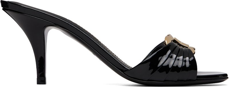 Black Gancini Ornament Slide Heeled Sandals 262270F125003