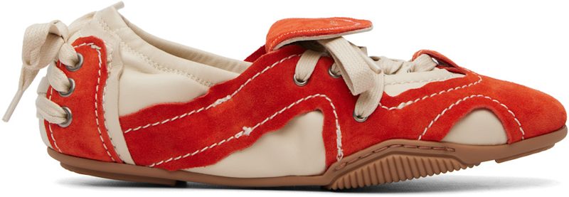 오프화이트 & Orange Suede Lace-Up Sneakers 262129F128001