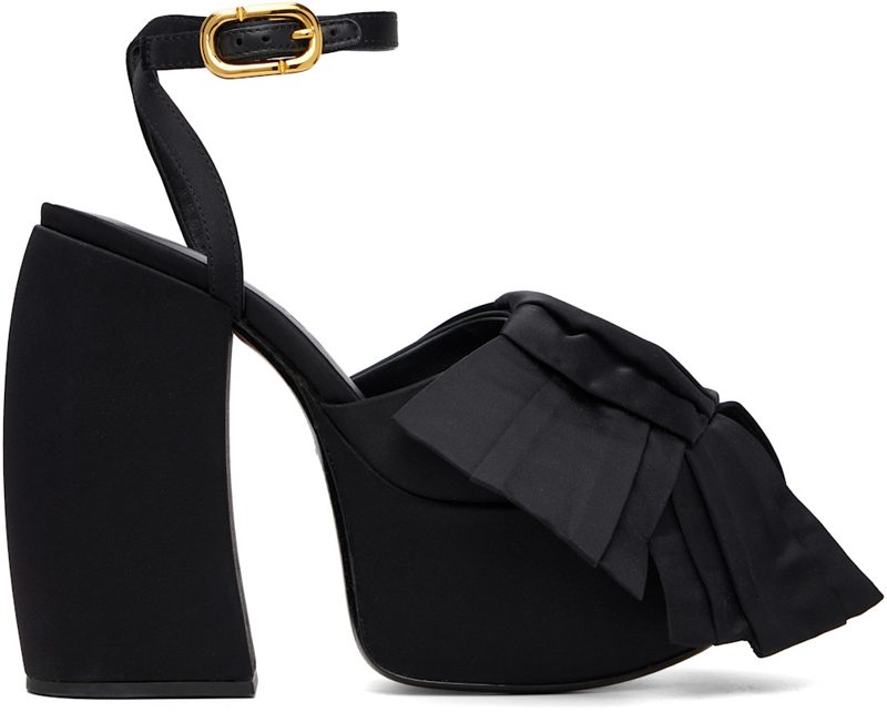 Black The Bow Platform Heeled Sandals 262190F125000