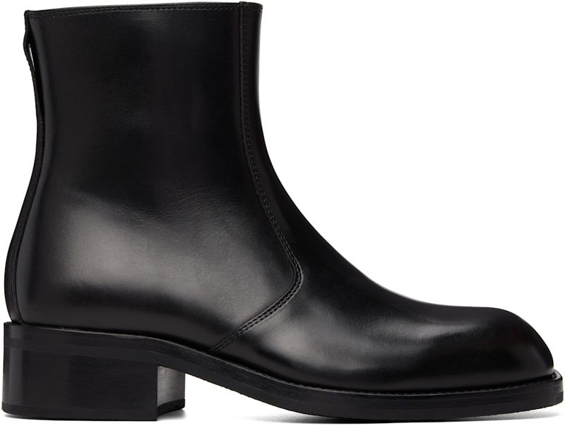 Black Zipped Ankle Boots 262646F113004