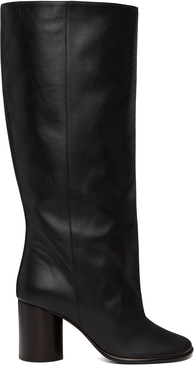 Black Crease Sleeve Tall Boots 262646F115001