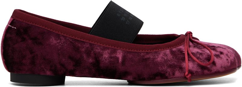 Burgundy Velvet Ballerina Flats 262188F118008