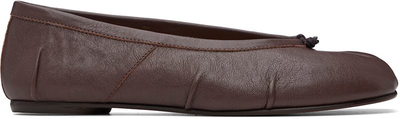 Brown Tabi Ballerina Flats 262168F118006