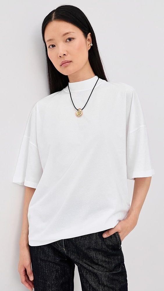 Mock Neck T-Shirt_Optic White