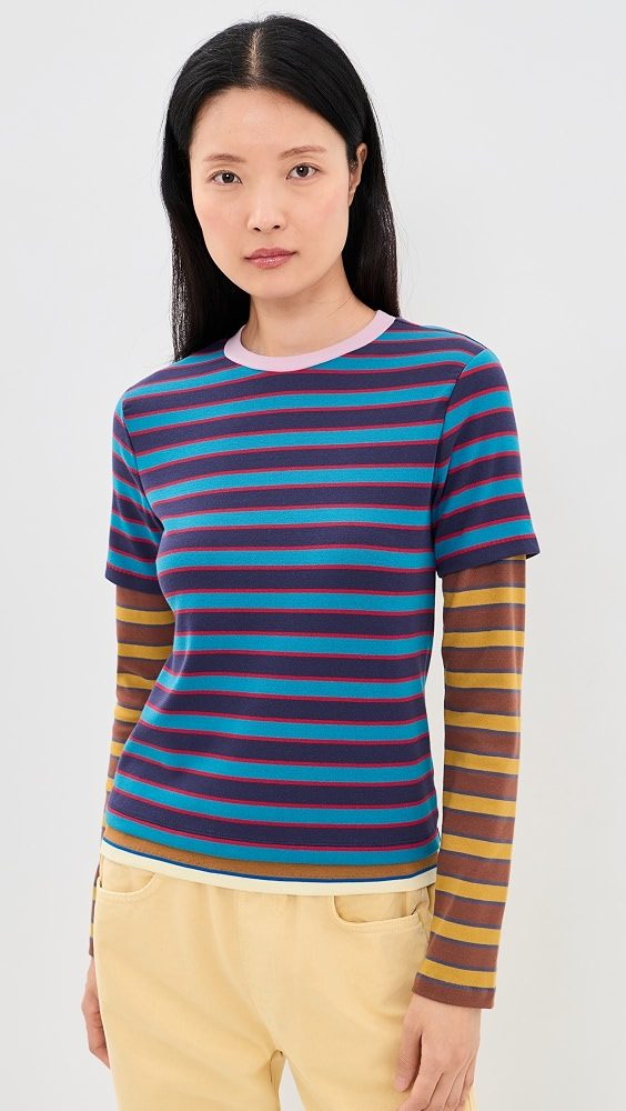 STAUD Dillon Tee_Potter Stripe Multi