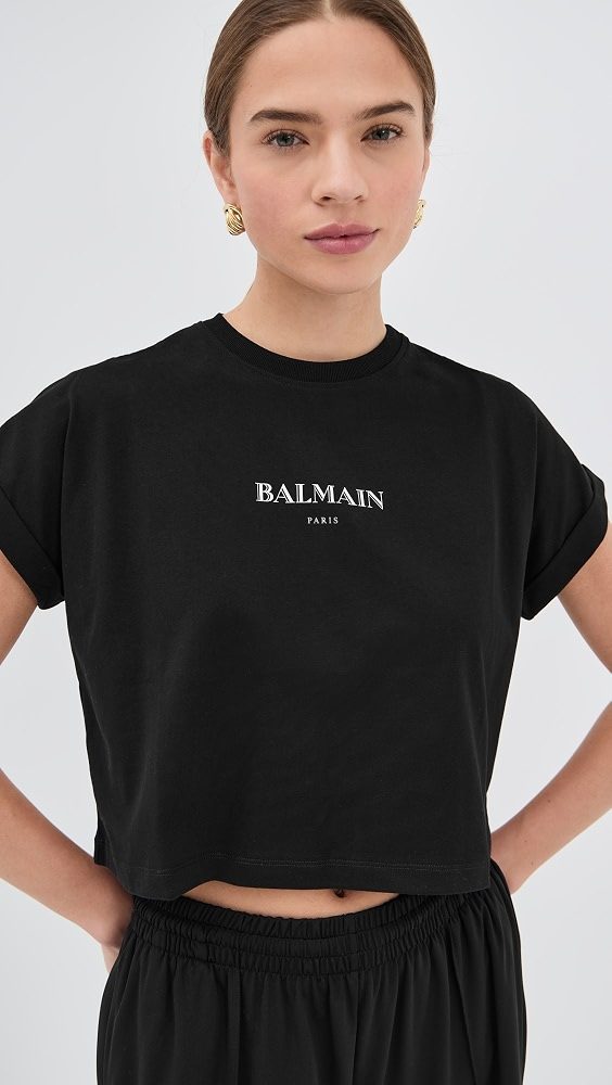 Vintage Logo Print Crop Tee_Noir/Blanc