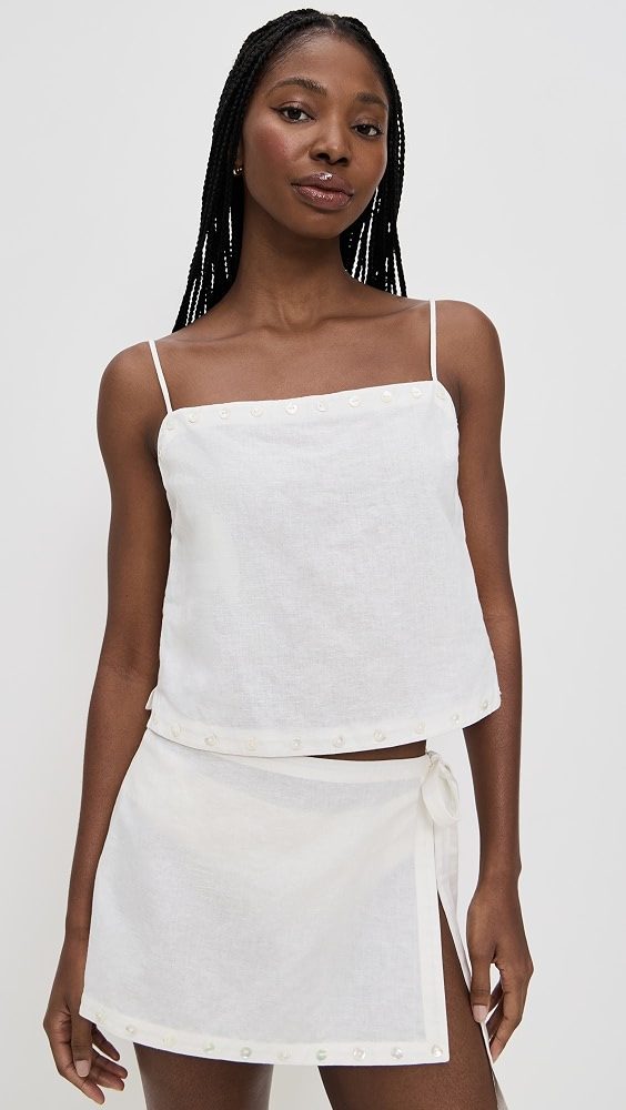STAUD Kirra Linen Tank_Ivory