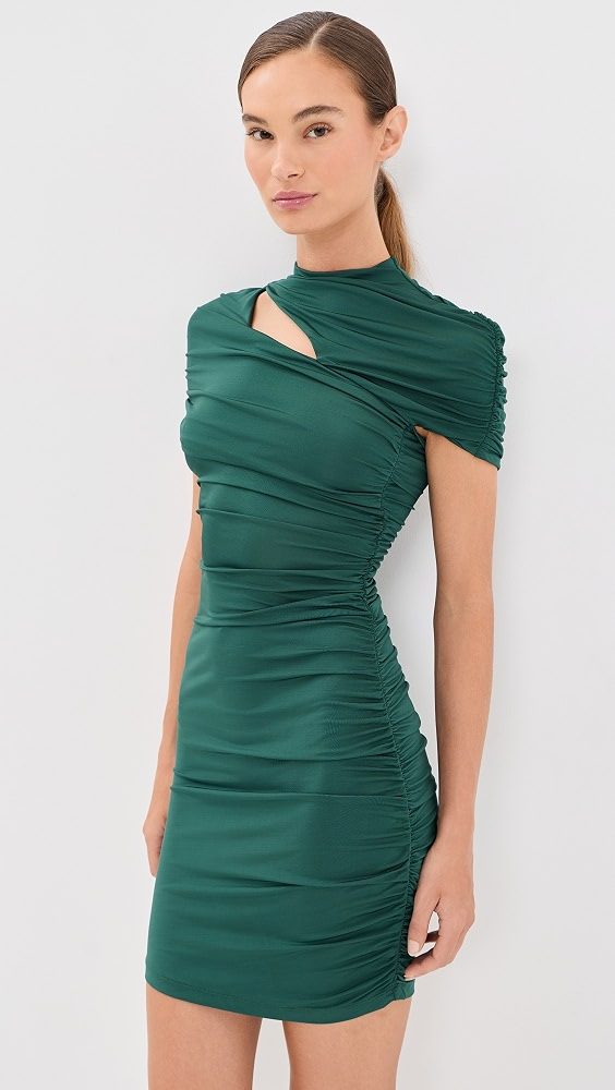 Fluid Jersey Draped Bodycon Dress_Vert Emeraude